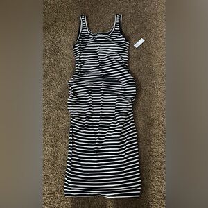 Maternity Striped Black and White Midi Dress